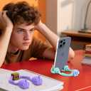 Stocking Stuffers for Teens Girls Women Adults Cell Phone Stand: Phone Holder for Desk with Mood Cube Gag Gifts for Boys Men Wife Mom Friends Funny Cool Gadget Christmas White Elephant Useful Gifts (2, Purple&Green+Blue&Brown)