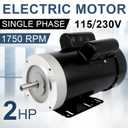 2HP Electric Motor 1750RPM General Purpose Single Phase Motor 115/230V 5/8" Shaft Diameter CW/CCW 60HZ TEFC