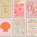 2 x Pink Beach Preppy Canvas Wall art Summer Starfish Shells Postcard Pictures Paintings Pre-College Students Vacation Aesthetics Posters Prints for Girls Apartment Dorm Home Bathroom Decoration Unframed (8x10Poster)