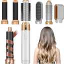Hair Dryer Brush 5 in 1, Negative Ion Blow Dryer Brush Set, 110,000 RPM High - Speed Hot Air Brush Air Styler Curling Wrap Air Curler,Curling Iron Hair Styling Tools for Straight Curl Drying Smoothing (White)