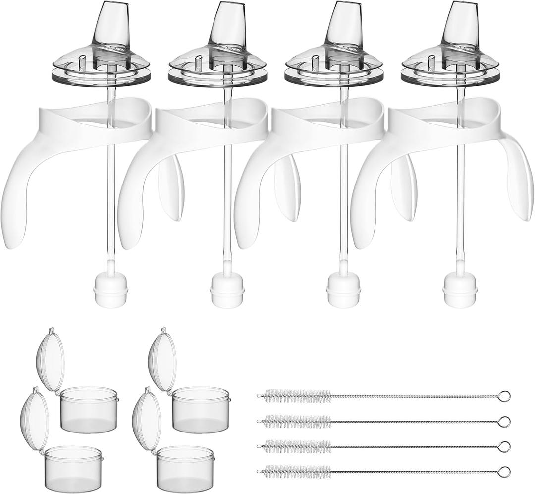 Spout Sippy Cup Conversion Kit for Mam Bottles, Spill-Proof Spout Cup Conversion Kit with Silicone Spout Nipple, Weighted Straw, Handle, Storage Case, 4 Pack