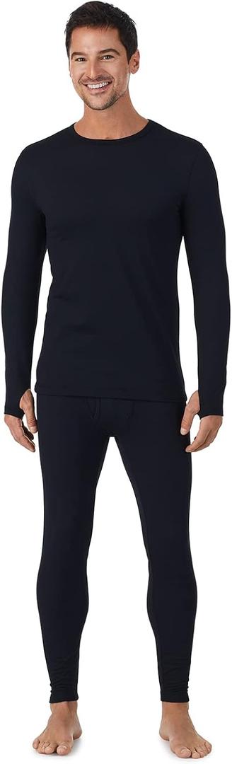 Cuddl Duds Mens Heavyweight Cold Weather Fleece Lined Thermal Set Long Sleeve Shirt & Leggings Lounge Sets for Men, M