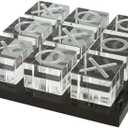 Modern Tic Tac Toe for Home Decoration Acrylic XO with Black Base Decorative Tic Tac Toe Table Top Decoration Coffee Table Decor X/O Board (Clear XO, Black Base)