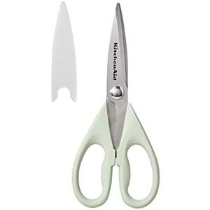 KitchenAid All Purpose Kitchen Shears with Protective Sheath Durable Stainless Steel Scissors, Dishwasher Safe, Soft Grip Comfort Handle, 8.72 Inch, Pistachio