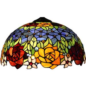 16 Inch Tiffany Style Stained Glass Lamp Shade Replacement Vintage Rose Lampshades Only with Cap Fit for Bedside Reading Lamp Study Light Kitchen Lamp Dining Room Lamp Floor Lamp, Blue