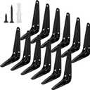 12Pack Shelf Brackets Heavy Duty Black Metal Floating Shelves Bracket 4 x 3 Inch Rustic Farmhouse Decorative Iron L Bracket J Brackets Wall Joint Angel Corner Brace for Wood Shelves Hanging with Screw