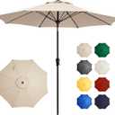 ayge Patio Umbrella Outdoor Table Umbrellas with Push Button Tilt, UPF50+ Premium Steel Pole and Ribs for Deck, Lawn, Garden, Backyard & Pool (Tan)
