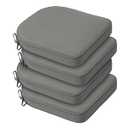 BPS 18 x 19 Inch Outdoor Chair Cushion Set of 4, Fade-Resistant and Water-Resistant Solution-Dyed Polyester Fabric Patio Chair Cushions with Straps for Outdoor/ Indoor Dining Chairs