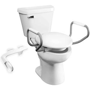 Bemis Assurance 3" Raised Toilet Seat with Handles and Bidet Attachment, Secure Hinges, Clean Shield Guard, Round, White