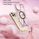 MATEPROX Magnetic Marble Compatible with iPhone 16 Pro Case 6.3'' [2024],Stylish 3D Pattern Protective Phone Cases [Compatible with MagSafe] with Screen Protector Lanyard-Marble Purple