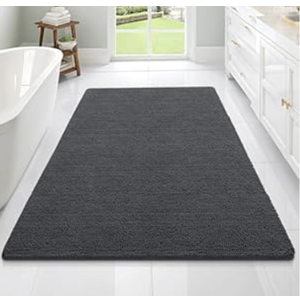 OLANLY Bathroom Rugs 70x46, Extra Soft Absorbent Chenille Bath Rugs, Rubber Backing Quick Dry, Machine Washable Bath Mats for Bathroom Floor, Tub and Shower, Home Decor Accessories, Dark Grey