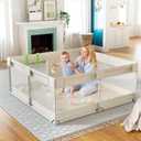 Fodoss Baby Playpen, Upgrade Playpen for Babies and Toddlers, 47x47inch Beige Play Pen for Babies with Hand Pulling Ring, Play Pen Center for Kids,Baby Fence,Kids Playards (4747in)