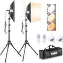 Torjim Softbox Photography Lighting Kit, 16'' x 16'' Professional Softbox Lighting Kit with 85W 3000-7500K LED Bulbs, Studio Lights for Photography/Video Recording/Live Streaming/Portraits Shooting