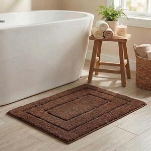 GRANNY SAYS Bathroom Rugs Non Slip 32" x 20", Bath Mats for Bathroom, Super Soft and Water Absorbent, Microfiber Washable Bath Rugs for Floor, Tub and Shower, Brown