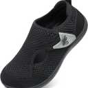 LeIsfIt Womens Wide Diabetic Shoes Adjustable Barefoot Walking Shoes Breathable Zero Drop Sneakers for Wide Width Arthritis Edema Feet (8.5 Wide, Black)