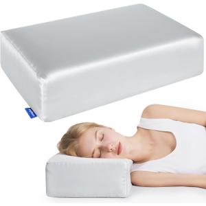 Firm & Soft Square Pillows for Side Sleepers - Cube-Side Sleeping Pillow for Adults Neck Shoulder Pain - Dual-Sided Support Memory Foam Cervical Pillow with Smooth Pillowcase (Grey, 5''Thickness)