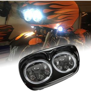 SUNPIE Compatible with H_arley Motorcycles 5-3/4" DRL Black Motorcycle Projector DRL Head light Compatible with Road Glide 2004~2013
