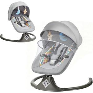 Electric Baby Swing for Infants,Multifunctional 3-in-1 Rocker,5-Speed Adjustable,Remote Control,10 Melodies,5-Point Harness,for Infants Up to 30 lbs, Up to 12 Months Easy Assembly (Gray)