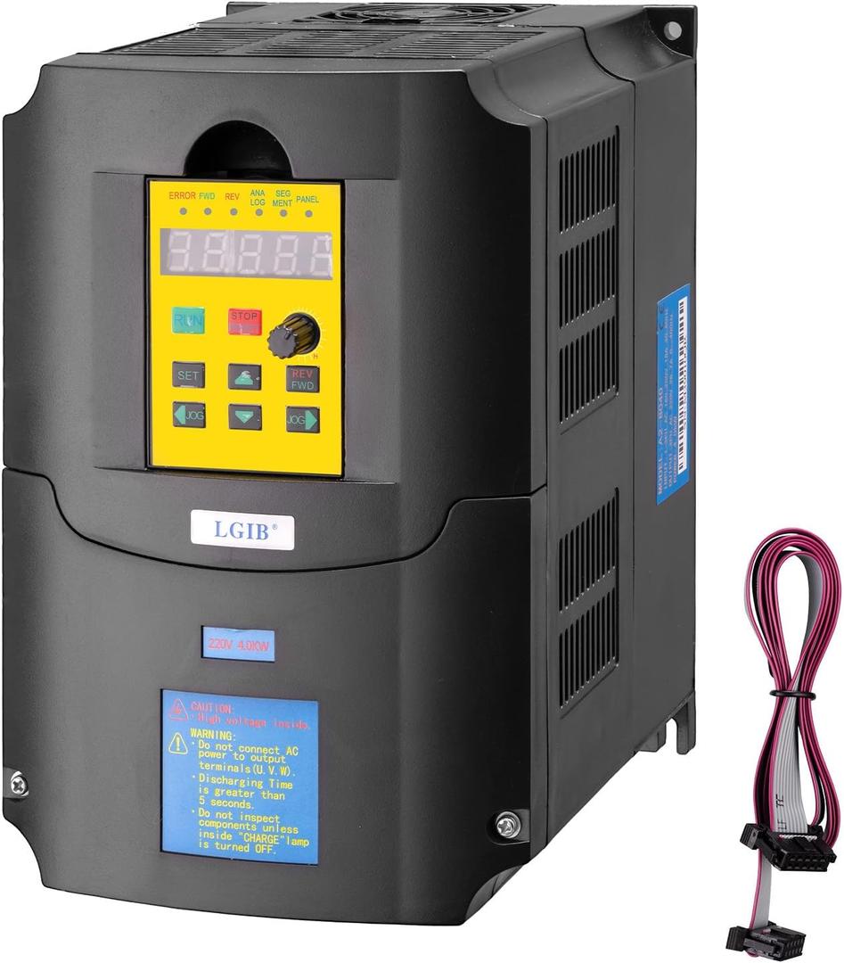 VFD Variable Frequency Drive 4KW 5HP 220V 18A 1 or 3 Phase Input to 3 Phase 0-400HZ Output Control Inverter Converter for CNC Spindle Motor Speed Control