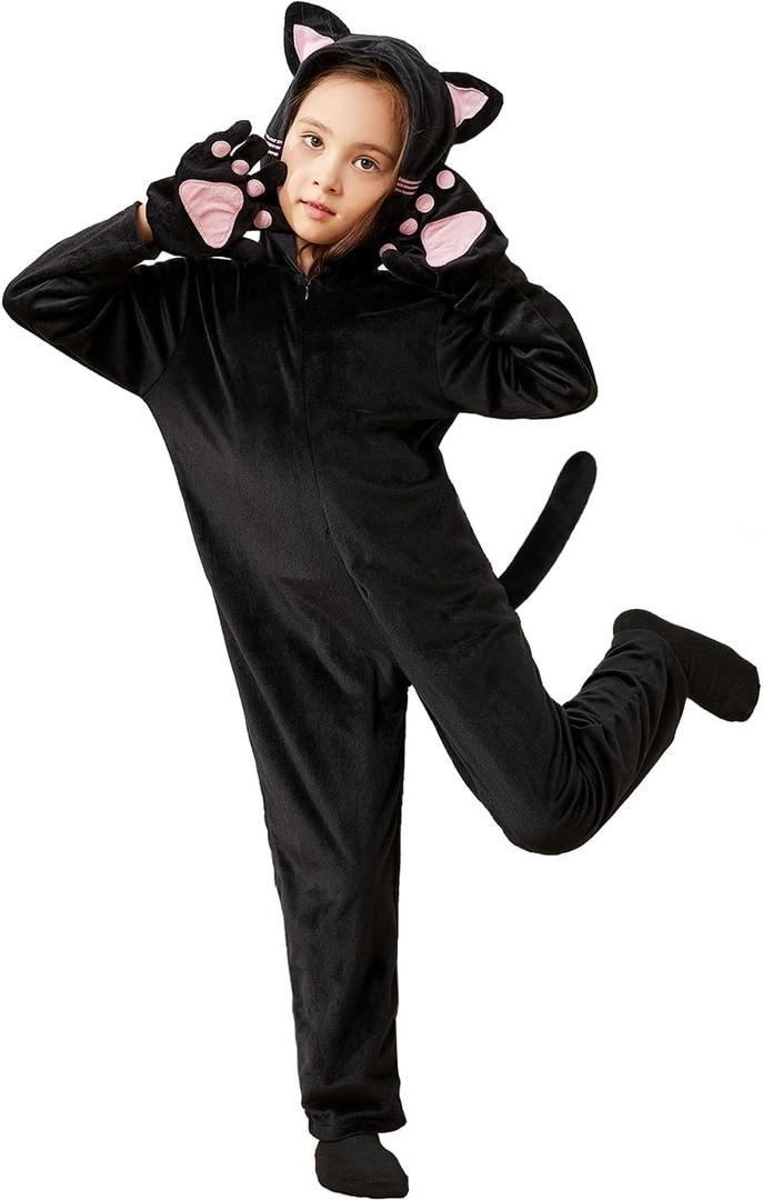 Cat Costume For Girls,Black Cat Noir Costume For Kids Dress Up,Prefect for Halloween,Animal Dress Up Party