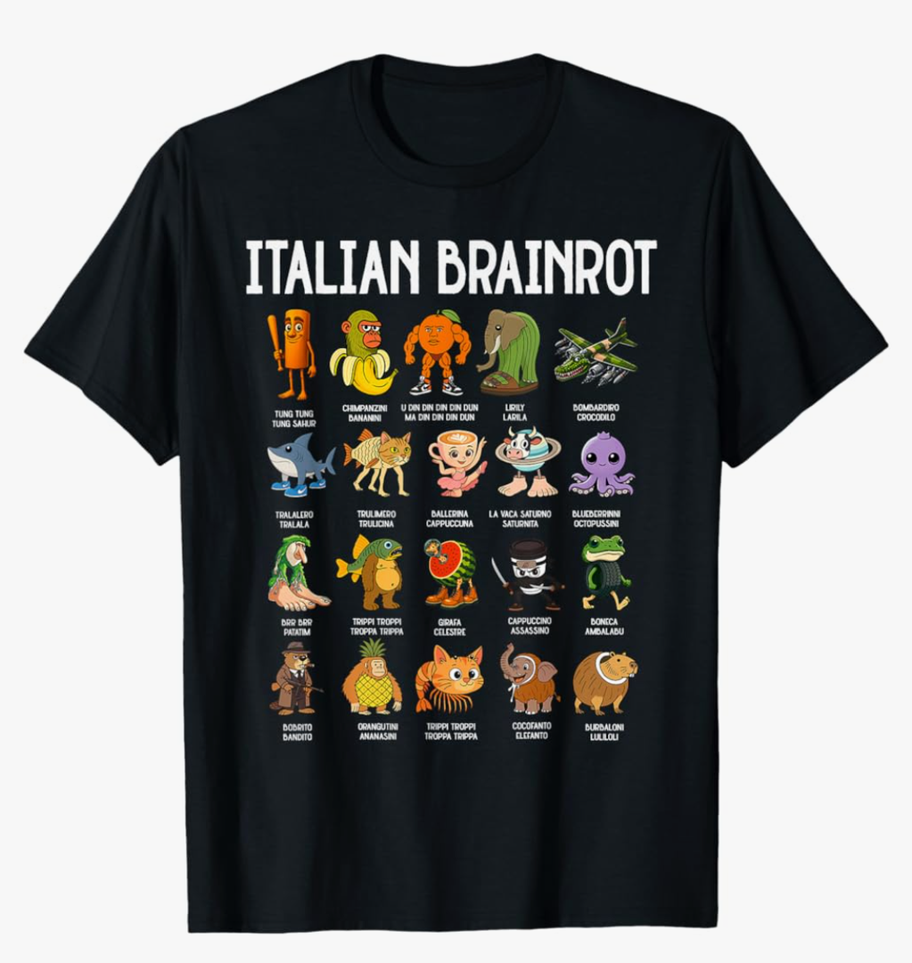 Italian Brainrot Italian Brainrot Funny Memes Men Boys T-Shirt Size M