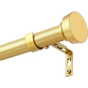 Rustic Curtain Rod, Industrial Curtain Rods for Windows 66 to 120 Inches, Blackout Wrap Around Curtain Rod, for Indoor and Outdoor, Simple Modern Design, 30 to 120 Inches, Gold