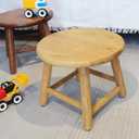 9-Inch Round Step Stool for Adults & Kids, USA Grown Solid Oak Hardwood, Sturdy Small Foot Stool for Kitchen, Bedroom, Bathroom, Shoe Changing, Plant Stand, Fully Assembled (Natural)