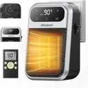 Minetom Portable Plug In Space Heater, 800W Small Wall Heater for Indoor Use, Remote, 12H Timer, ECO Mode, Overheat Protection, Fast and Safe Heat for Bathroom Garage Office Bedroom Home, 1 Pack