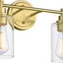 FEMILA Champagne Gold Bathroom Vanity Light, 2-Light Vanity Lighting fixtures, Modern Wall Sconce Bathroom Lighting with Claer Glass Shade, 4FYC56B-2W BG (14.3")
