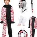 Art Clown Costume Kids Terrifying Mask Scary Killer Clown Costume Halloween Cosplay Outfit Boys Girls (Small/120)