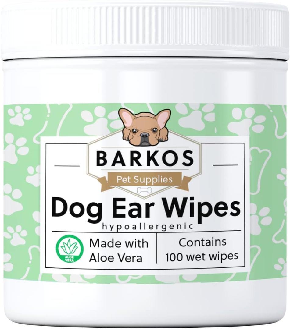 Dog Ear Cleaner Wipes | Bulldog, French Bulldog, Pug, English Bulldog | Cleans & Soothes Ears, Wrinkles, Folds, Tear Stain (Dog Ear Cleaner Wipes)