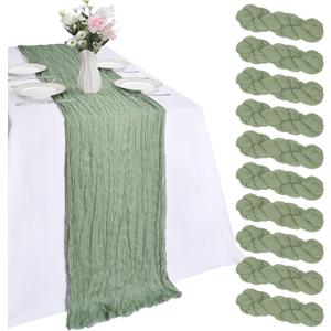 10 Pack Sage Green Table Runner 10ft Cheesecloth Table Runner 120 Inch Gauze Boho Rustic Sheer Cheese Cloth for Banquet Picnic Baby Shower Party Wedding Holiday Dcor