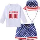 Toddlers Baby Boys' 3-Piece Swimsuit Trunk Rashguard Set and Sun Hat Swimwear Bathing Suit UPF 50+