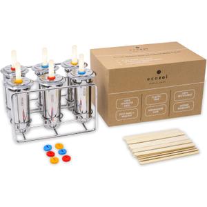 Ecozoi Stainless Steel Popsicle Molds, 6 Metal Ice Popsicle Makers, 30 Reusable Bamboo Sticks, 12 Silicone Seals and 1 Rack, Eco Popsicle Molds for Kids and Adults, 3 oz Per Mold (Round)