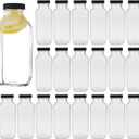Encheng Vintage Water Bottles,Glass Drinking Bottles 16oz,Square Beverage 500ml With Lids For Kombucha,Tea,Glass Homemade Drinks,Travel Reusable Milk Juiceing 20Pack (Black)