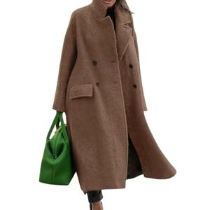 CHARTOU Women Oversized Long Winter Coats Warm Wool Blend Pea Trench Coat Overcoat (X-Large, Camel)