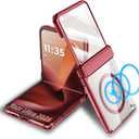 for Motorola Razr Ultra 2025 Magnetic Case Compatible with Mag-Safe & Hinges Protection & Built-in Front Screen Protector & Plated Frame Clear Thin Cover(Red, Razr Ultra 2025)