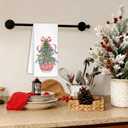 Christmas Chinoiserie Kitchen Towels Decor,Red Bow Christmas Tree Towels Gifts,Blue Lobster Christmas Hand Towels for Bathroom Kitchen,Grandmillennial Decor,16x24 Inches