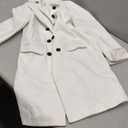 Girls Coat Double Breasted Notched Collar Wool Blend Long Trench Coat Winter Warm Peacoat Dress Coat with Pockets (9-10 Years, White)