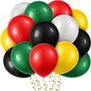 100 Pieces Juneteenth Day Latex Balloons Jamaica Rasta Reggae Red Green Yellow Black White Round Balloons for Black History Month 420 Party Freedom Day Party Favors