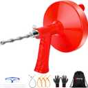 35FT Drain Snake, 10-In-1 Drain Clog Remover Tools Kit, Plumbing Snake Drain Auger Hair Clog Remover with Gloves and Cleaning Brush and Cleaning Brush for Kitchen[Upgraded 2.0]