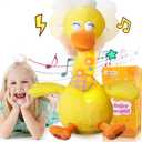 13" Talking Dancing Duck, Repeating What You Say Mimicking Recording Plush Baby Toy Musical English Song Singing Talking Glowing Animated Twisting Gift of Lighting Up Toy for Boy Kid