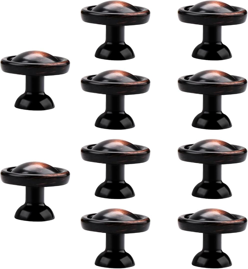 Tauno 10 Pack Oil Rubbed Bronze Cabinet Drawer Pulls, Vintage Zinc Drawer Knobs for Kitchen, Bathroom, Wardrobe, Rustic Hardware with Timeless Appeal