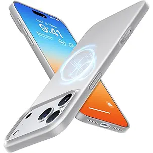TORRAS Magnetic SlimFit for 17 PRO MAX Case, UltraThin ProMax 17 Phone Case Compatible with MagSafe, Light AntiScratch Matte Hard PC Bayer 6.9 inch OriginFit, Silver