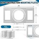 Tellegloww 12 Pcs New Construction Mounting Plate 8/10/12 Inch Flat Steel Rough-in Light Bracket LED Recessed Lighting Housing Reinforcement Shallow Recessed Lighting Mounting Plate for LED Light Bar