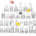 Glass Bud Vase Set of 30, Clear Bud Vases in Bulk, Small Flower Vases for Table Centerpieces, Mini Vintage Vases for Rustic Wedding Party, Bridal Shower, Home Decoration (30 Pack)