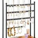 Earring Holder Organizer, Jewelry Organizer and Storage, Jewelry Holder Stand for Necklace Earring Keychains Bracelet Studs, Rings Display, Christmas Gifts - (Carbonized Brown)