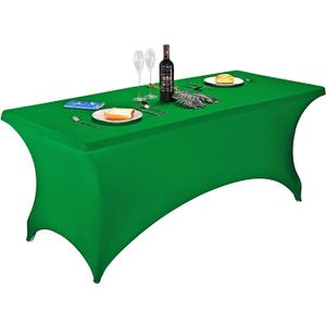 LZY Spandex Fitted Stretch Table Cover for 6 ft or 4ft or 8ft Folding Table, Rectangular Cocktail Tablecloth, Perfect for Party or Banquet (Emerald)