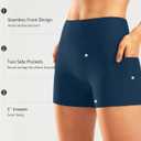 Pudolla Womens Swim Shorts High Waisted Bathing Bottom Shorts Tummy Control Board Swimsuit with Pockets (Large, Bright Ocean)