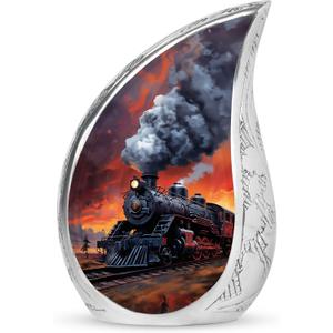 Fiery Sunset Express Urns for Human Ashes Adult Female, Small Cremation Urn for Human Ashes Adult Male, Funeral Mini Handcrafted Urns 3Inch (Pack of 1)